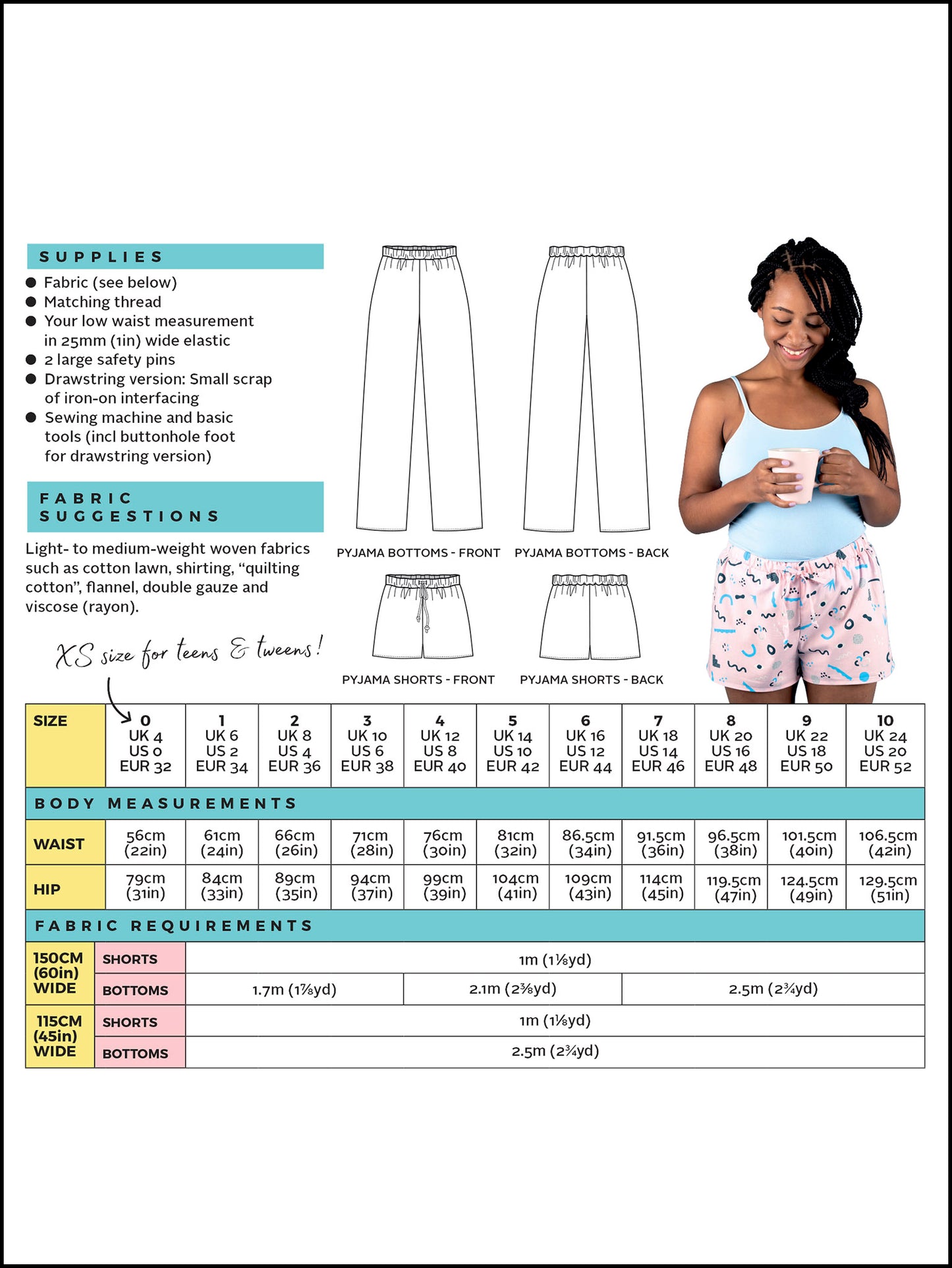 Jaime Pyjama Bottoms and Shorts by Tilly and The Buttons