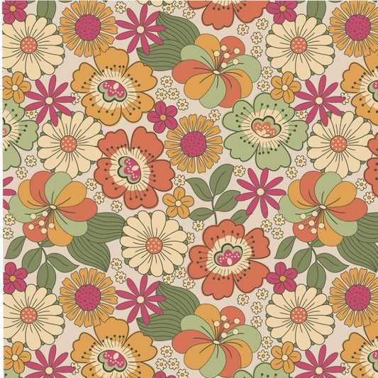 Flower Child on cream Cotton Jersey by The Crafty Pie