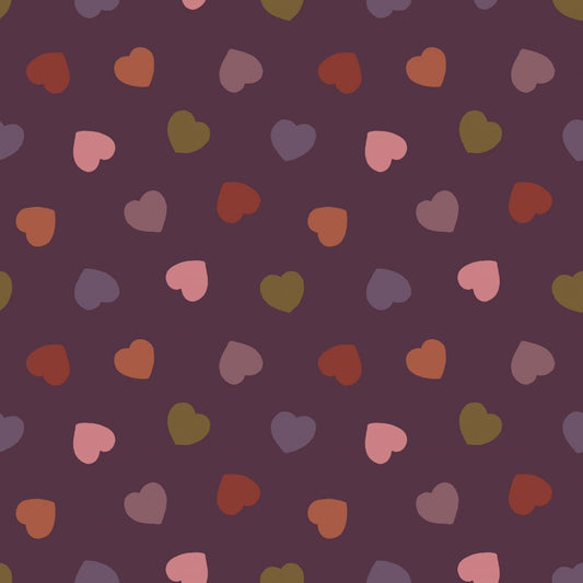 Aubergine Hearts by Poppy Fabrics