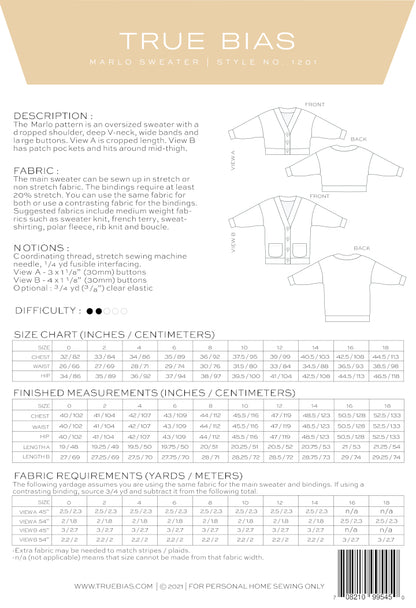 Marlo Sweater by True Bias Size 0 - 18